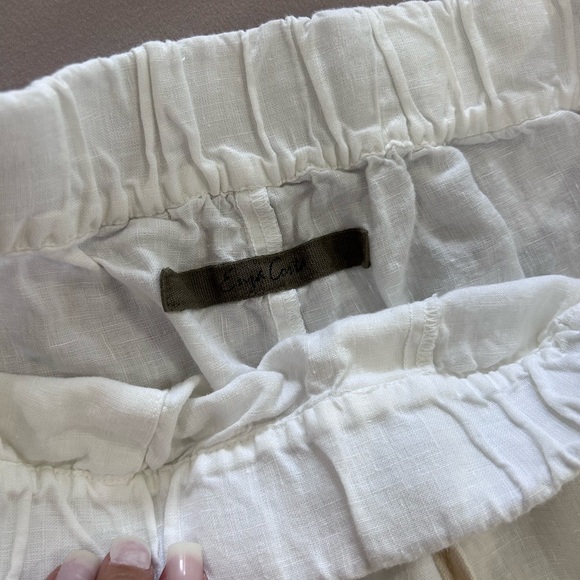 ENZA COSTA • White Women Elastic Drawstring Linen Pants•L/32 waist w/ Stretch • - Picture 5 of 11